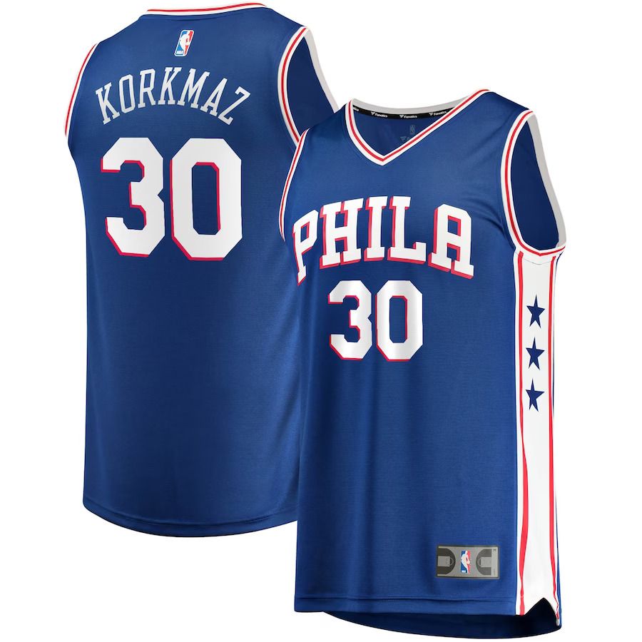 Men Philadelphia 76ers #30 Furkan Korkmaz Fanatics Branded Royal Fast Break Replica NBA Jersey->philadelphia 76ers->NBA Jersey